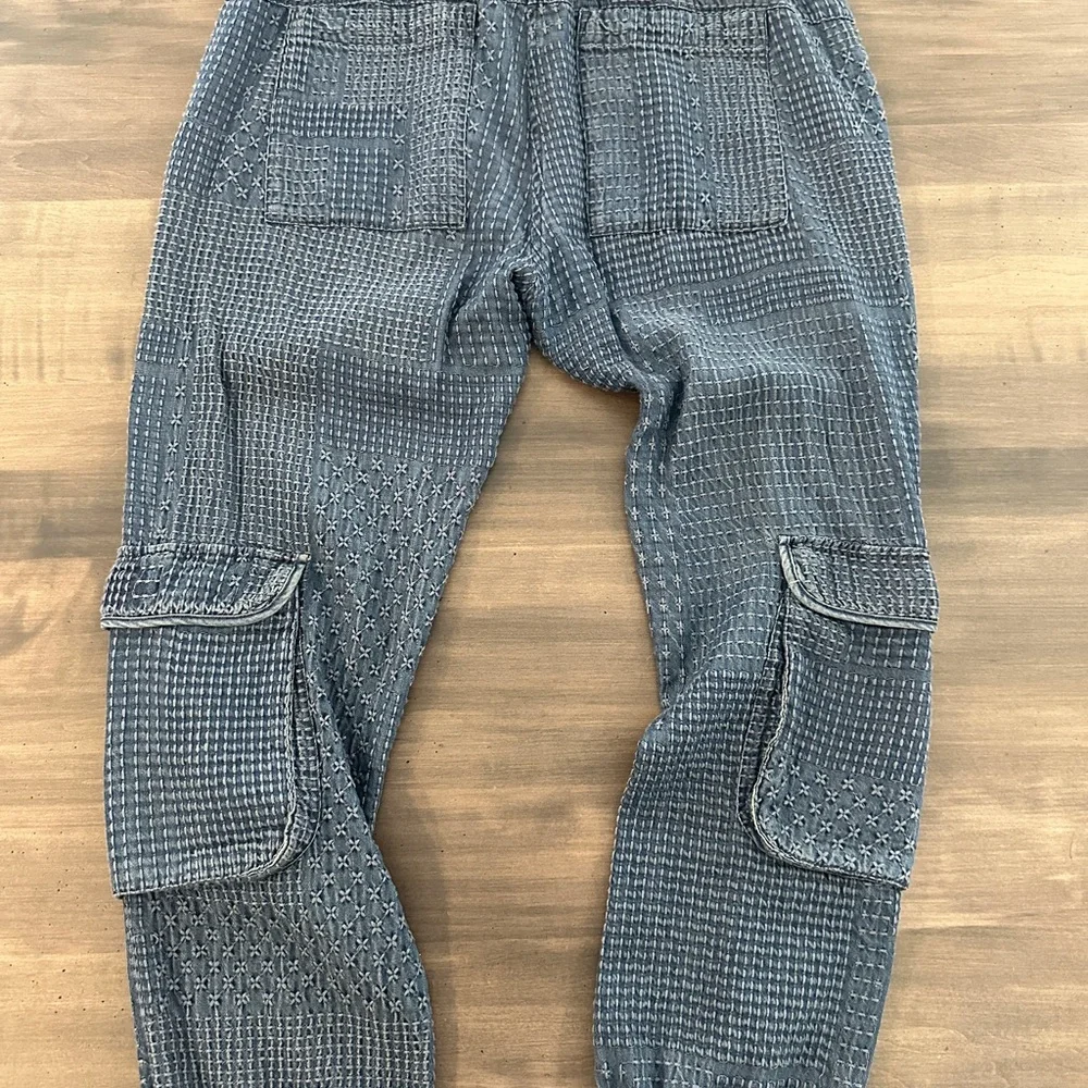 Johnny Was Luisa Embroidered Indigo Textured Jogger - Picture 2 of 4